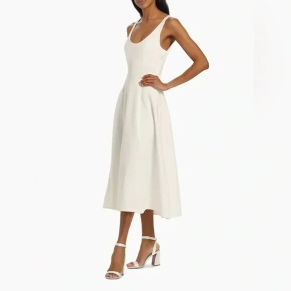 NEW Reformation Mikol Knit Stretch Midi-Dress in Ivory size L #1531 - Picture 2 of 9